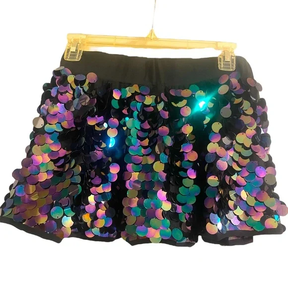 iHeartRaves Black Disco Mermaid Sequin Mini Skirt Size M NWOT Rave Festival EDM - Picture 2 of 9